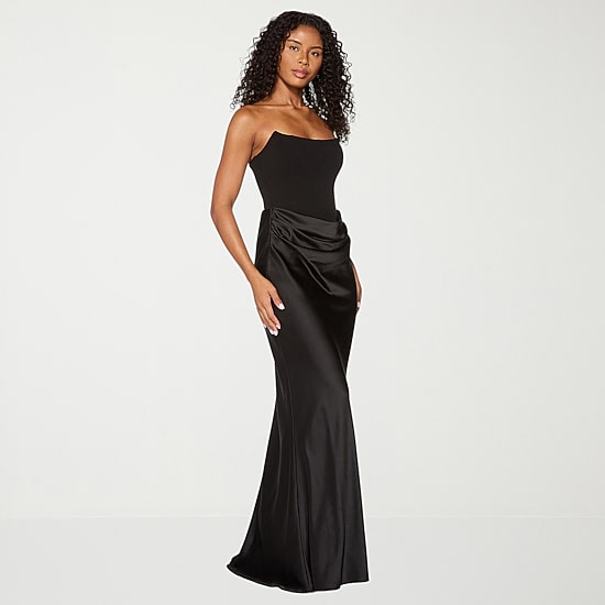 Premier Amour Womens Straight Neck Sleeveless Satin Evening Gown