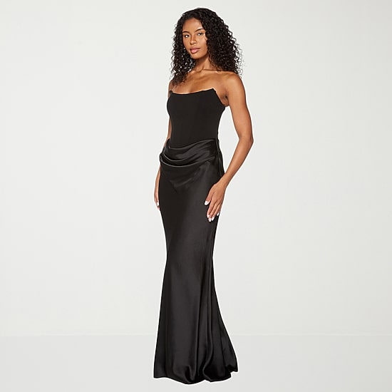 Premier Amour Womens Straight Neck Sleeveless Satin Evening Gown