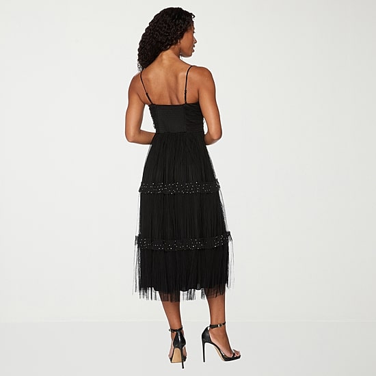 Premier Amour Womens Midi Sweetheart Neck Sleeveless Fit + Flare Dress