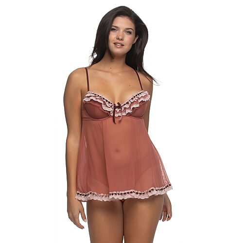 Jezebel Ruffles Galore Babydoll Set - 82154 In Brown