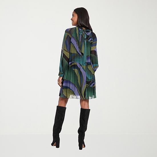 London Times Womens Mock Neck Long Sleeve Abstract Shift Dress