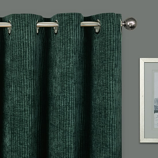 Max Blackout Terrace Chenille Grommet Top 100% Blackout Single Curtain Panel