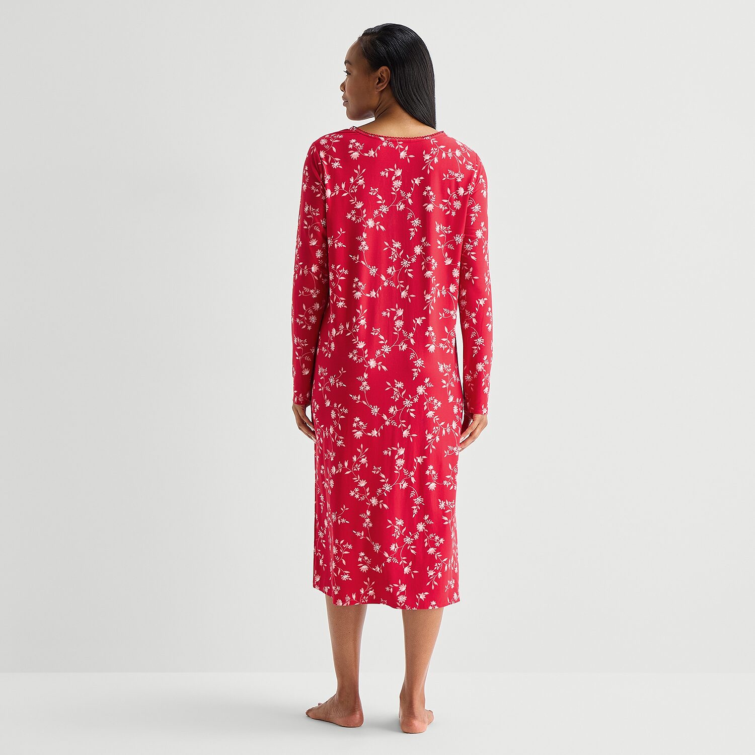 Adonna Womens Long Sleeve Scoop Neck Nightgown