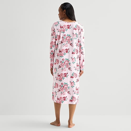 Adonna Womens Long Sleeve Scoop Neck Nightgown