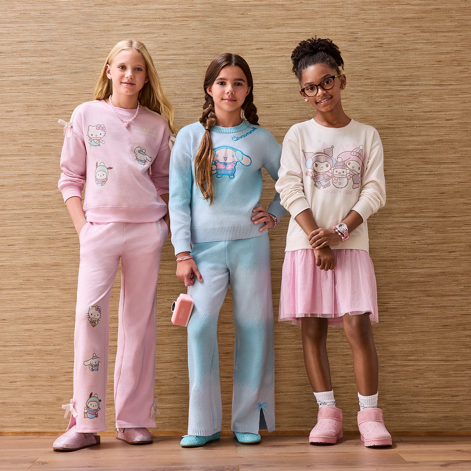 Little & Big Kid Girls Crew Neck Fleece Long Sleeve Hello Kitty Cinnamoroll Sweatshirt