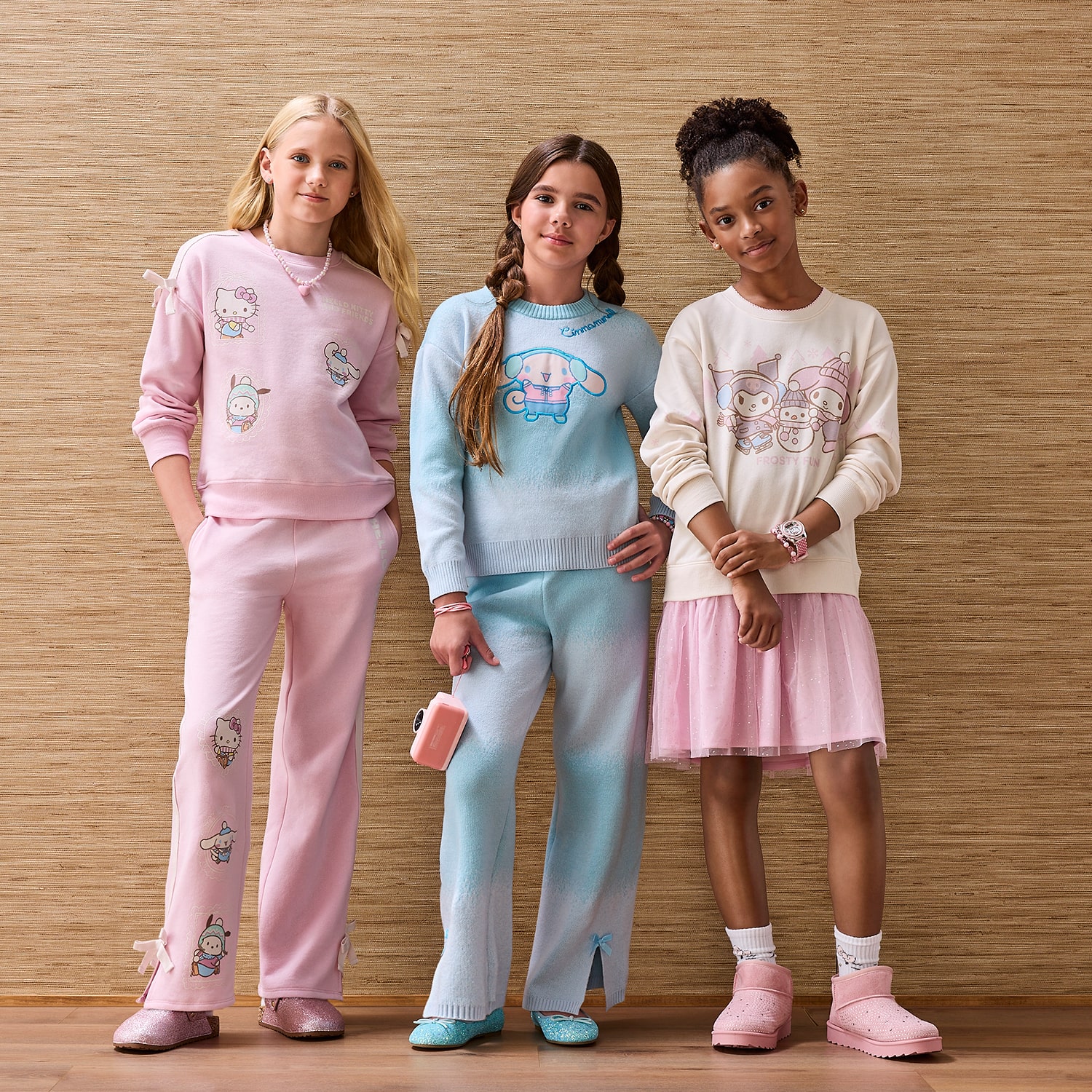 Little & Big Kid Girls Crew Neck Fleece Long Sleeve Hello Kitty Cinnamoroll Sweatshirt