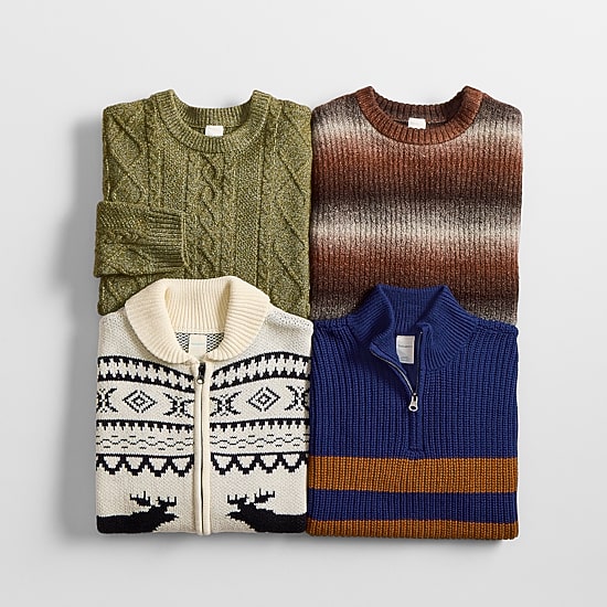 Thereabouts Little & Big Kid Boys Mock Neck Long Sleeve Striped Quarter-Zip Pullover Sweater