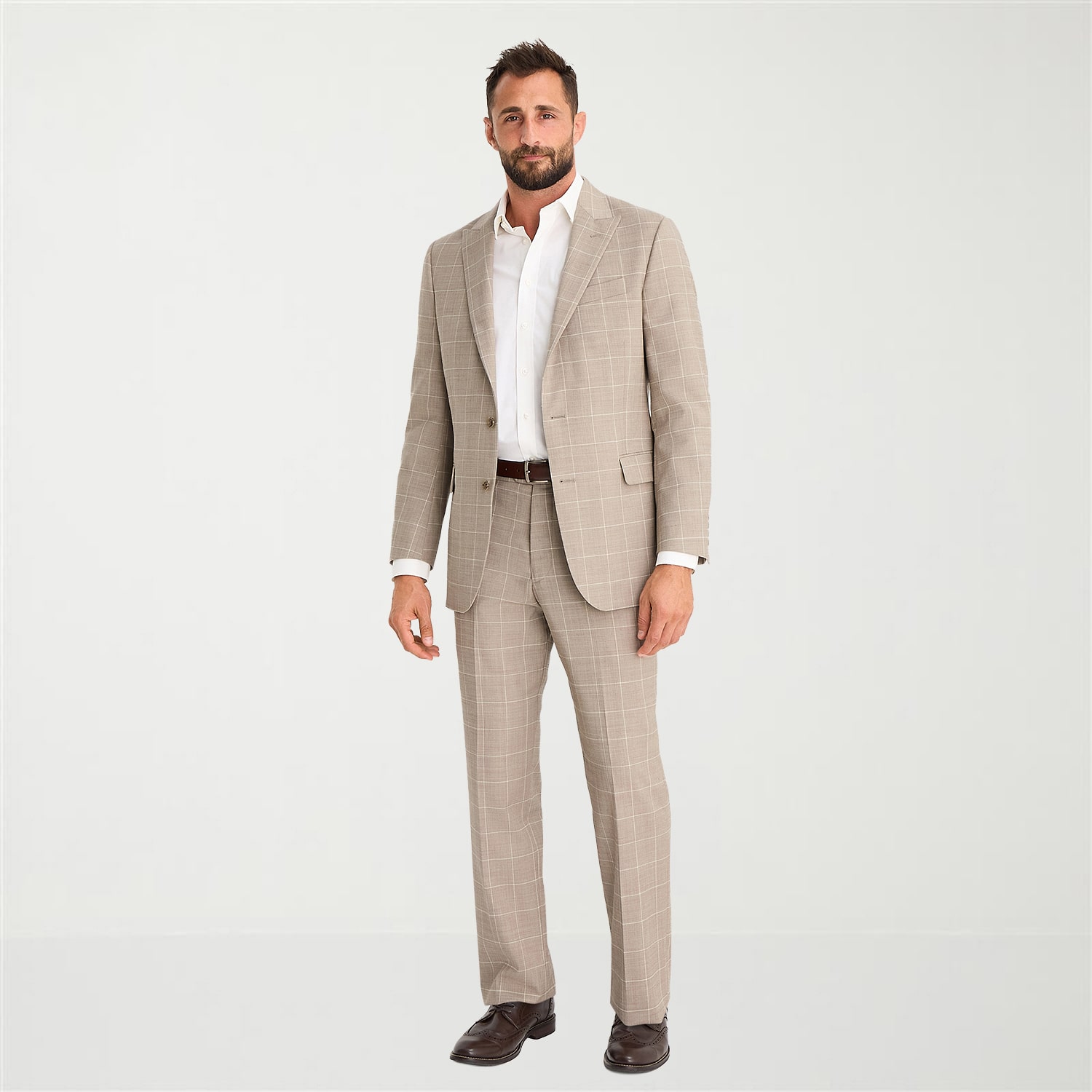Stafford Coolmax All Season Ecomade Mens Classic Fit Windowpane Flat Front Suit Pant