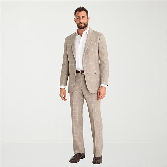 Stafford Coolmax All Season Ecomade Mens Classic Fit Windowpane Flat Front Suit Pant
