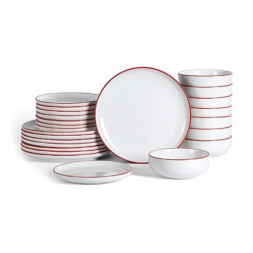 EARTH & CLAY Ezra 24-pc. Stoneware Dinnerware Set, One Size, Red
