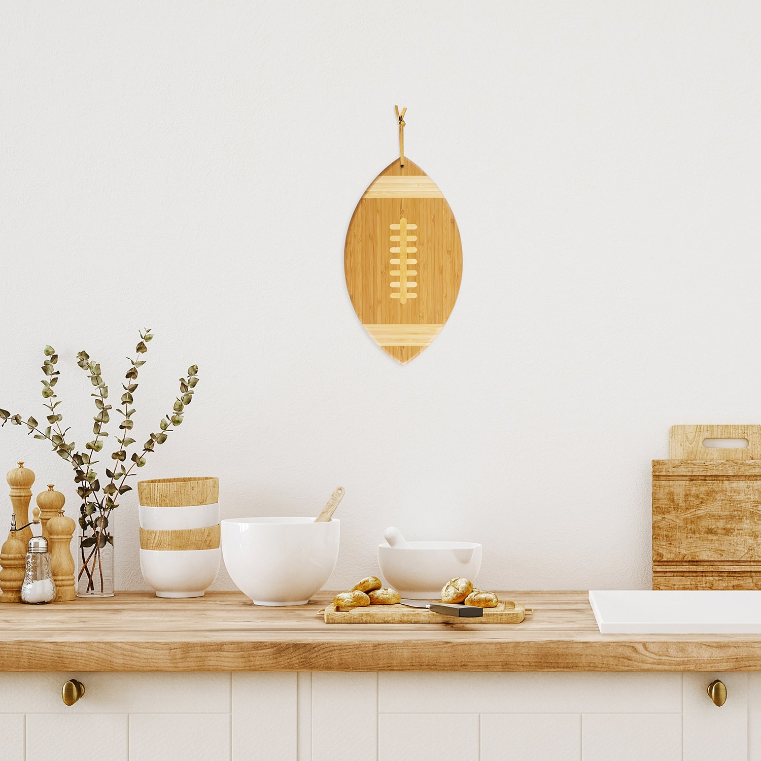 Totally Bamboo Football Serving Bd Cutting Board