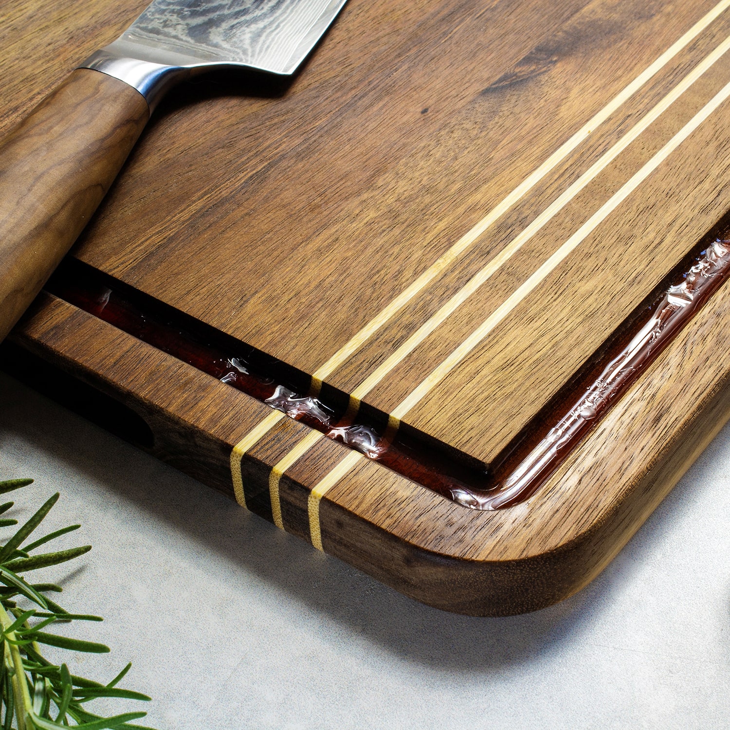 Totally Bamboo Acacia Pinstripe Sm Cutting Board