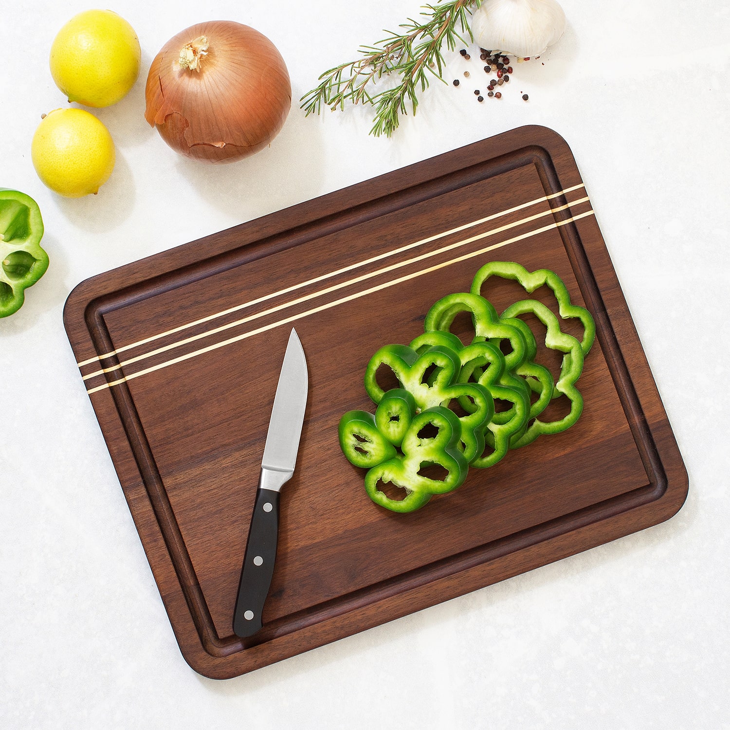 Totally Bamboo Acacia Pinstripe Sm Cutting Board