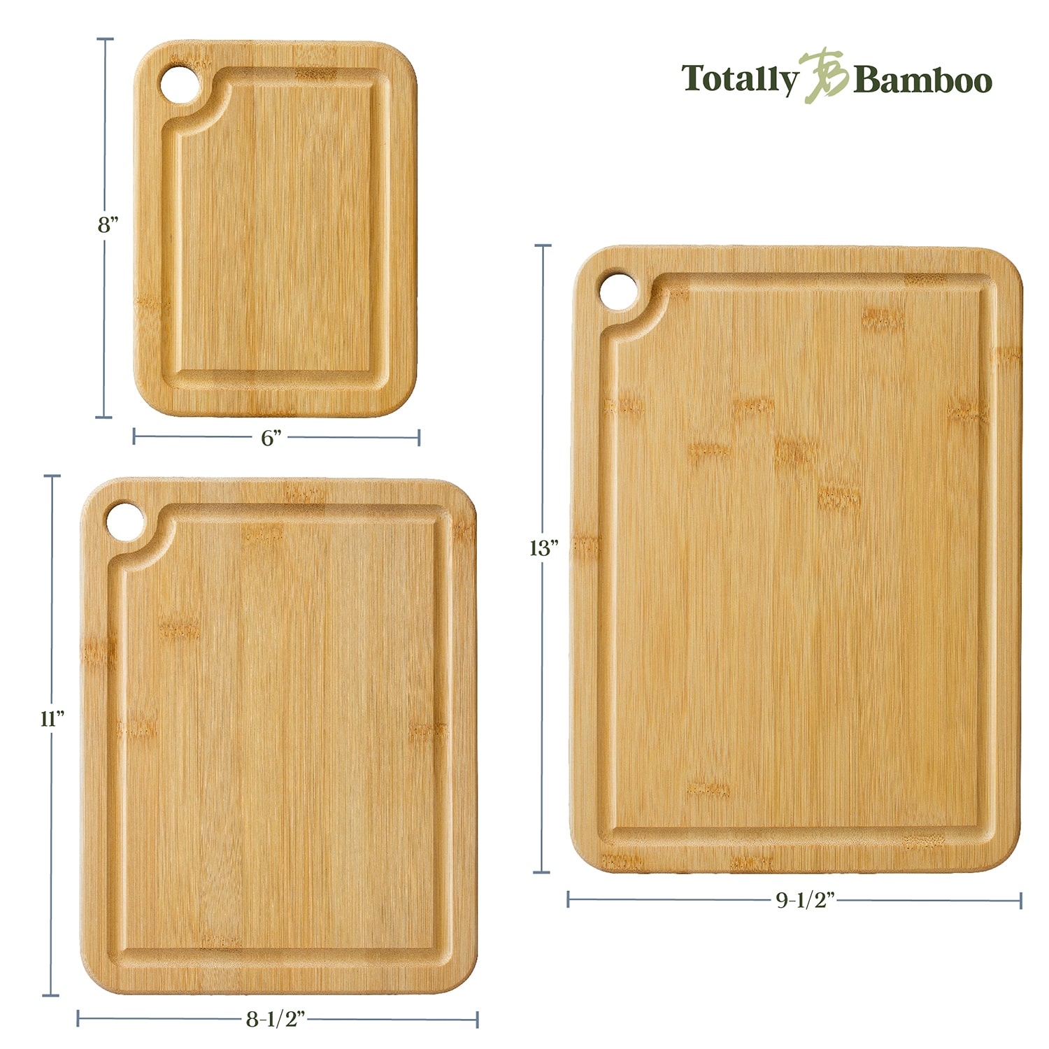Totally Bamboo 3pc Bamboo Board Set Cutting Board