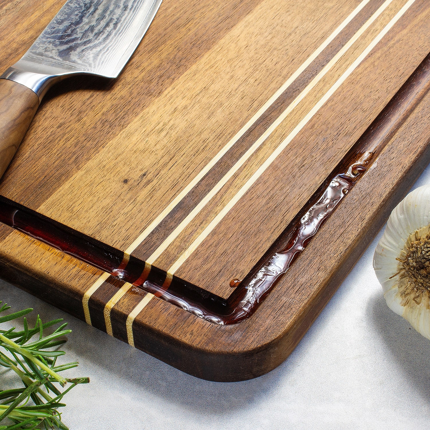 Totally Bamboo Dark Acacia Pinstripe Large Board