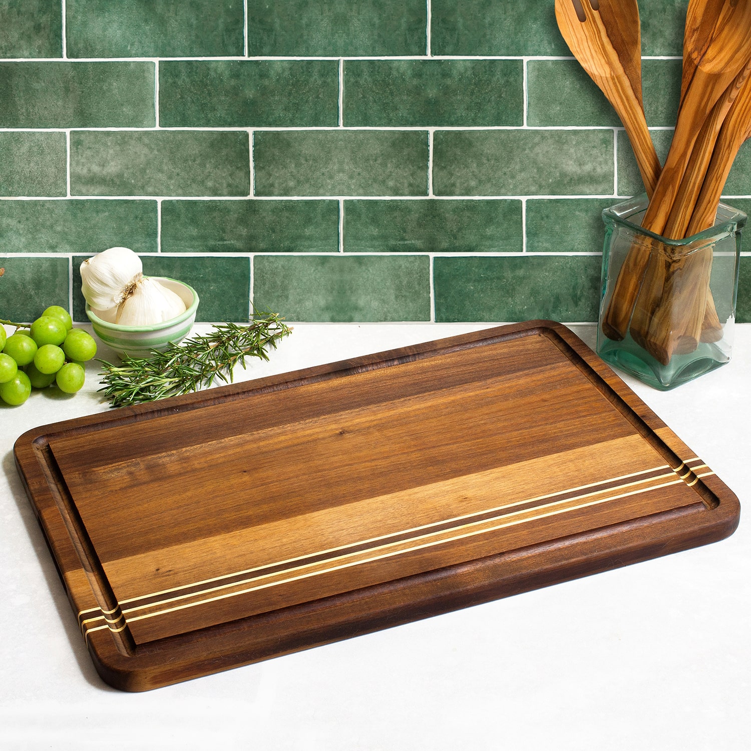 Totally Bamboo Dark Acacia Pinstripe Large Board