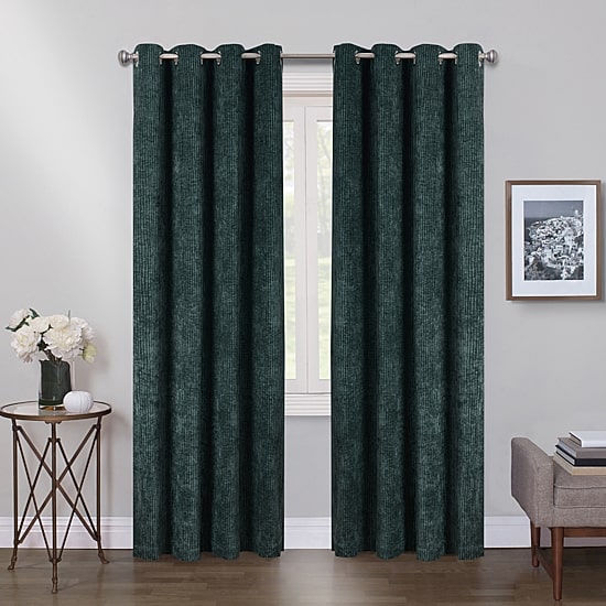Max Blackout Terrace Chenille Grommet Top 100% Blackout Single Curtain Panel