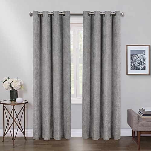 Max Blackout Terrace Chenille Grommet Top 100% Blackout Single Curtain Panel In Gray