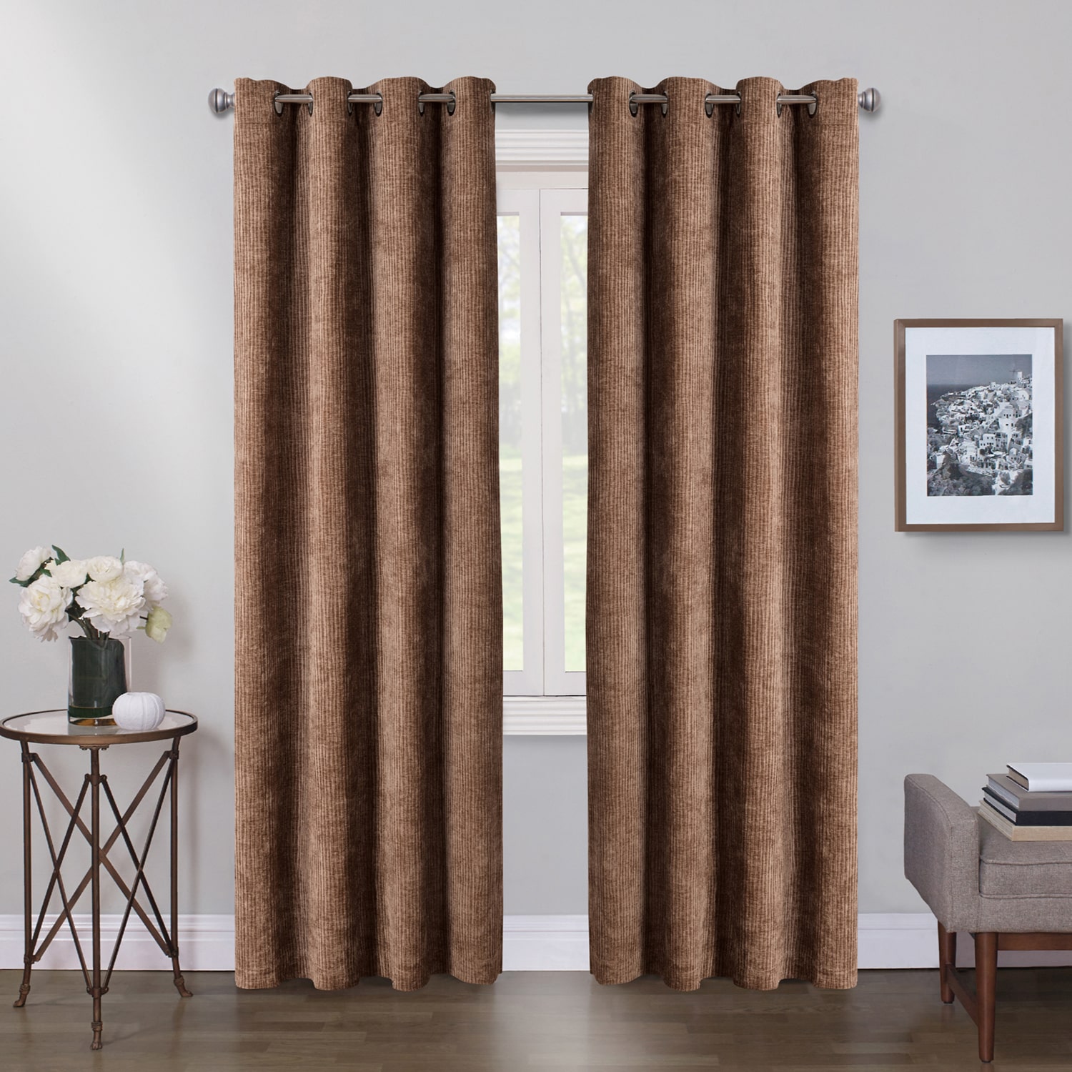 Max Blackout Terrace Chenille Grommet Top 100% Single Curtain Panel
