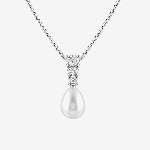 (I/I2) Womens 1/10 CT. T.W. Gemstone Sterling Silver Pear 18 Inch Pendant Necklace, One Size, White