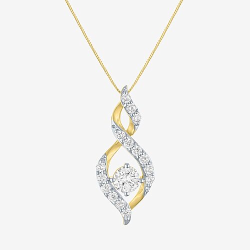 (G-H/Si2-I1) Womens 1 CT. T.W. Lab Grown White Diamond 10K Gold 18 Inch Pendant Necklace, One Size, Yellow