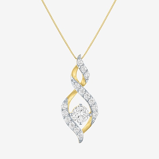 (G-H/Si2-I1) Womens 1 CT. T.W. Lab Grown White Diamond 10K Gold 18 Inch Pendant Necklace