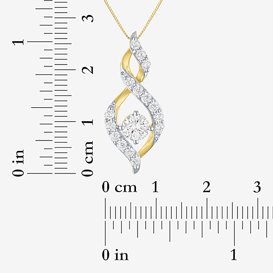 (G-H/Si2-I1) Womens 1 CT. T.W. Lab Grown White Diamond 10K Gold 18 Inch Pendant Necklace