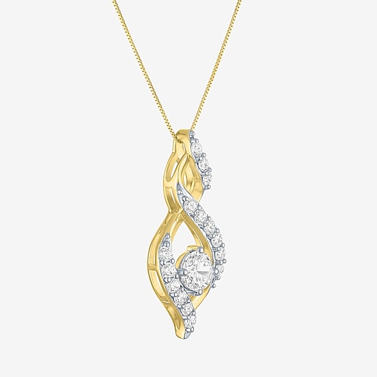 (G-H/Si2-I1) Womens 1 CT. T.W. Lab Grown White Diamond 10K Gold 18 Inch Pendant Necklace