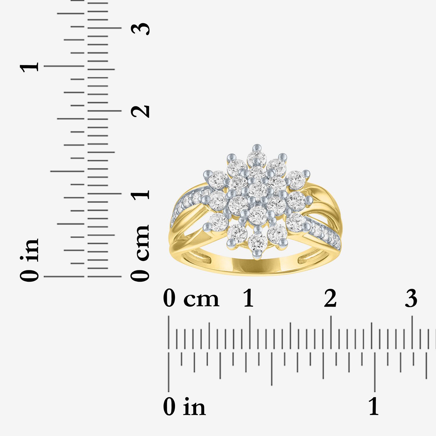(G-H / Si2-I1) Womens 15MM 1 CT. T.W. Lab Grown White Diamond 10K Gold Cluster Side Stone Band