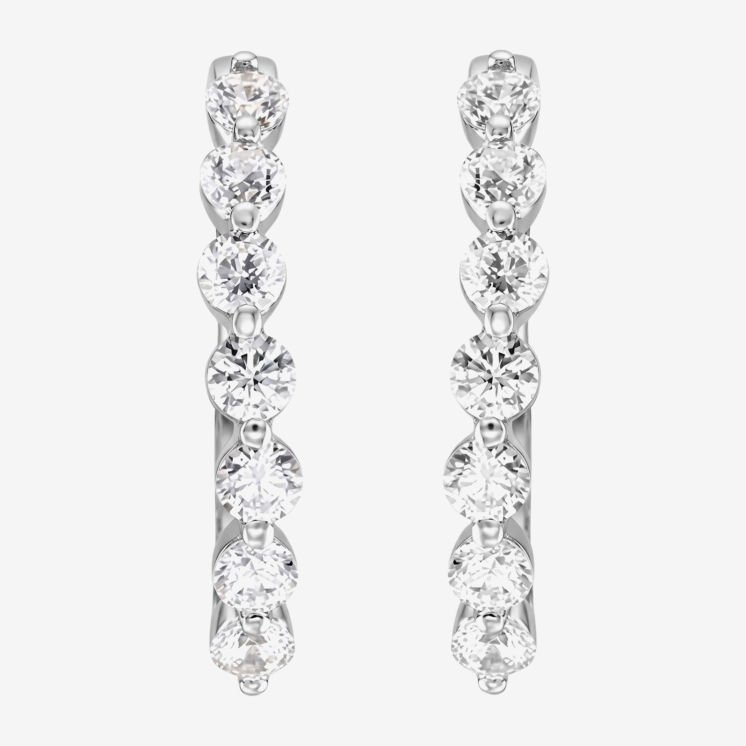 (F / Si2) Womens 1 CT. T.W. Lab Grown White Diamond 10K Gold 20mm Hoop Earrings