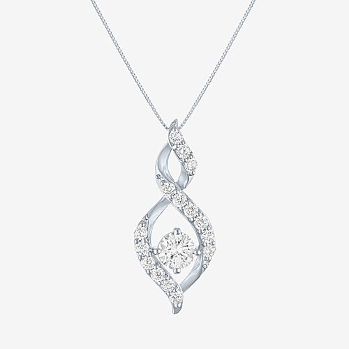 (G-H/Si2-I1) Womens 1 CT. T.W. Lab Grown White Diamond 10K Gold 18 Inch Pendant Necklace, One Size, White