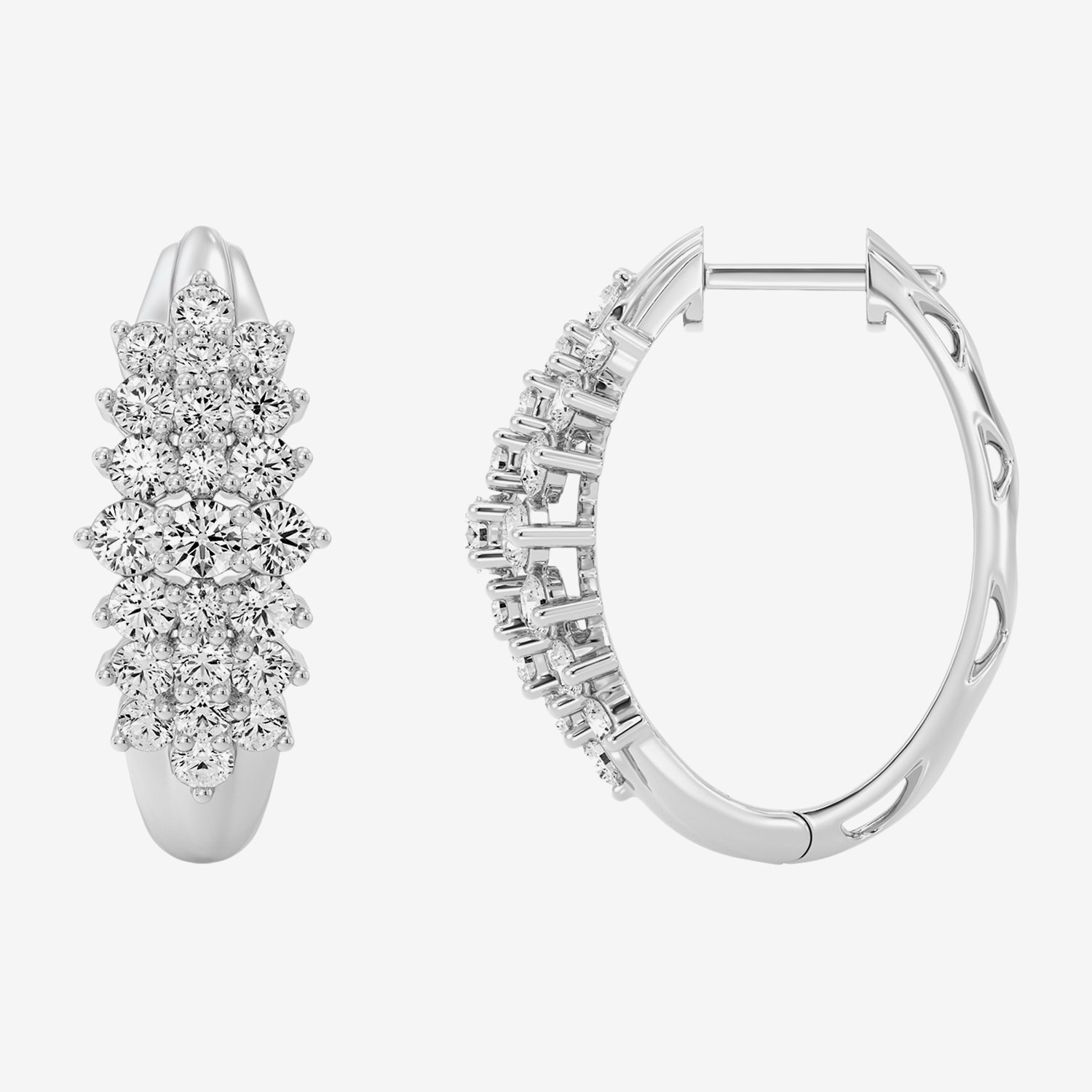 Womens 2 CT. T.W. Lab Grown White Diamond 10K Gold 22.7mm Hoop Earrings