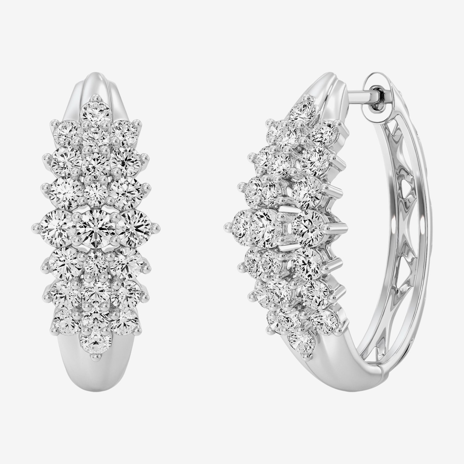 Womens 2 CT. T.W. Lab Grown White Diamond 10K Gold 22.7mm Hoop Earrings