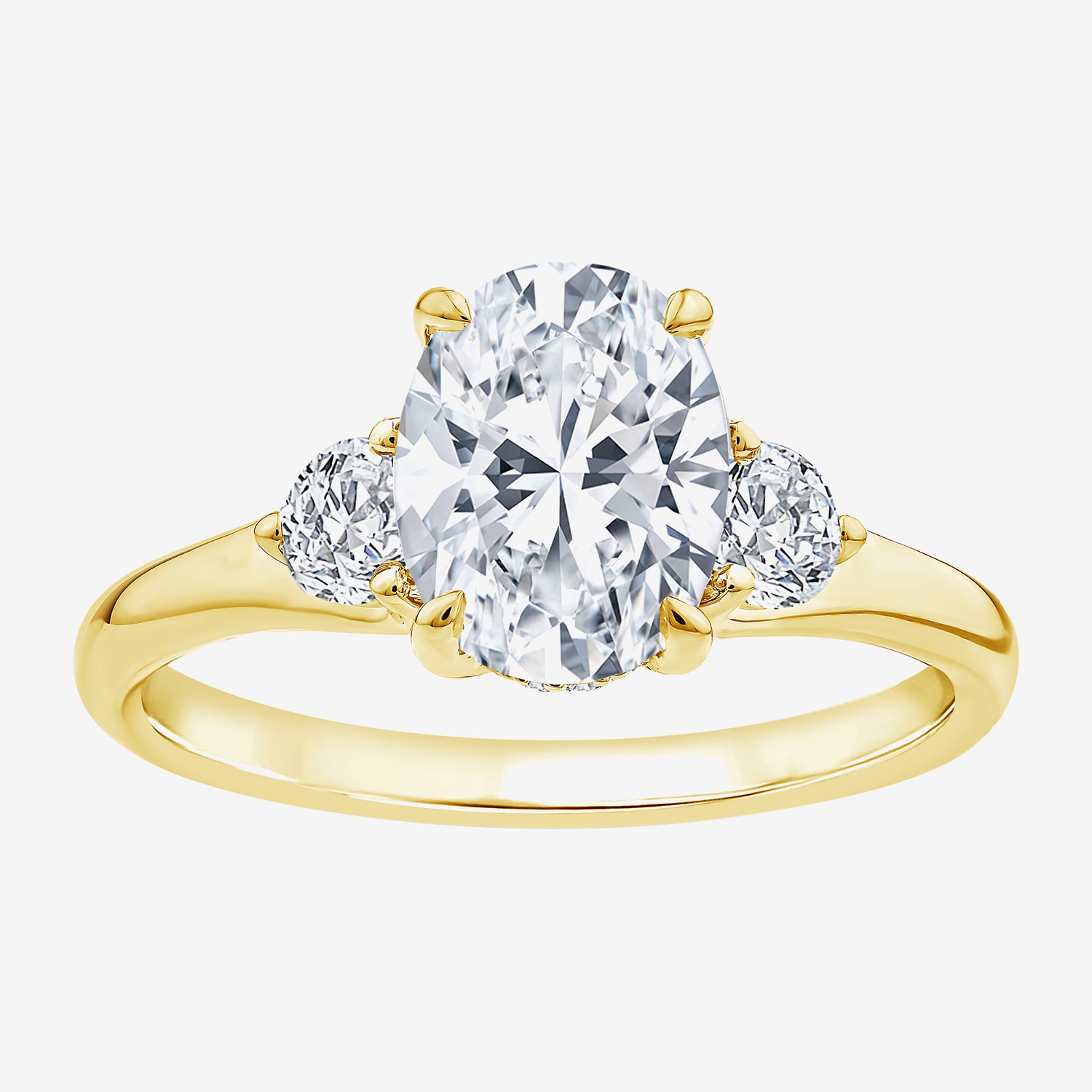 Love Lives Forever (F / Vs2) Womens 2 CT. T.W. Lab Grown White Diamond 10K Gold Oval 3-Stone Engagement Ring