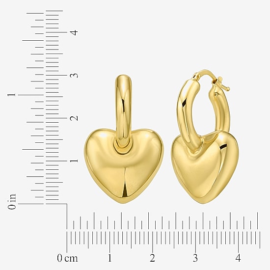 Womens 14K Gold 32.4mm Heart Hoop Earrings