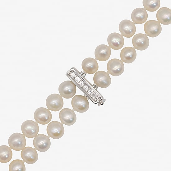 Limited Quantities! Womens White Sterling Silver Strand Necklace