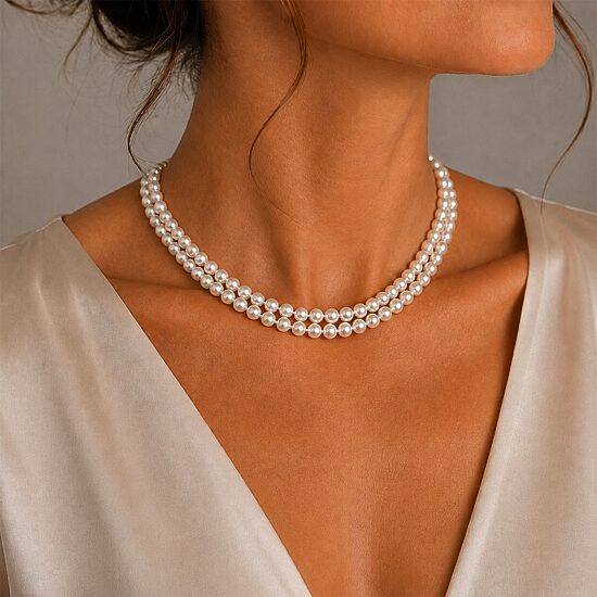 Limited Quantities! Womens White Sterling Silver Strand Necklace