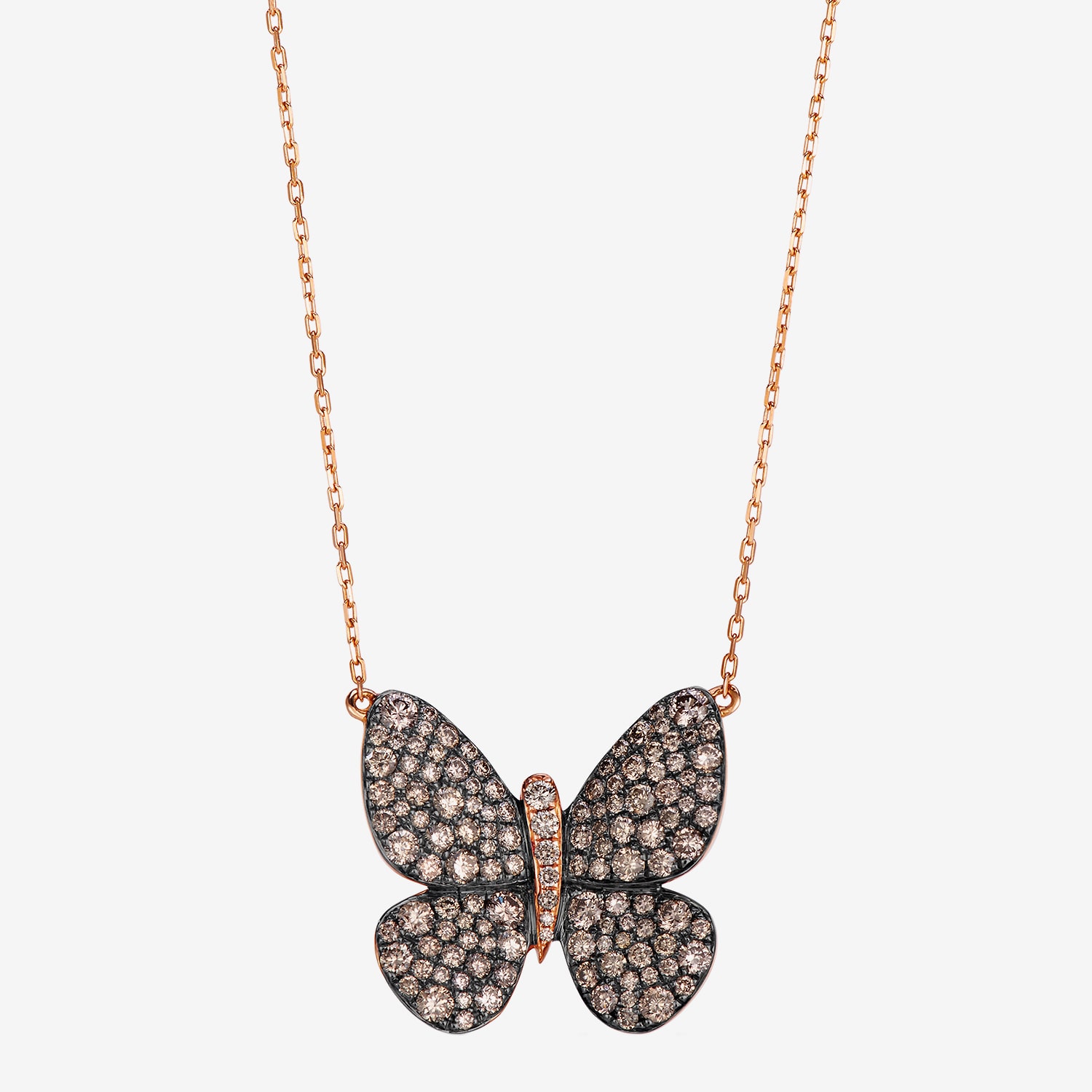 Levian Corp Le Vian Womens 1 7/8 CT. T.W. Natural Champagne Diamond 14K Gold Butterfly 17 Inch Pendant Necklace