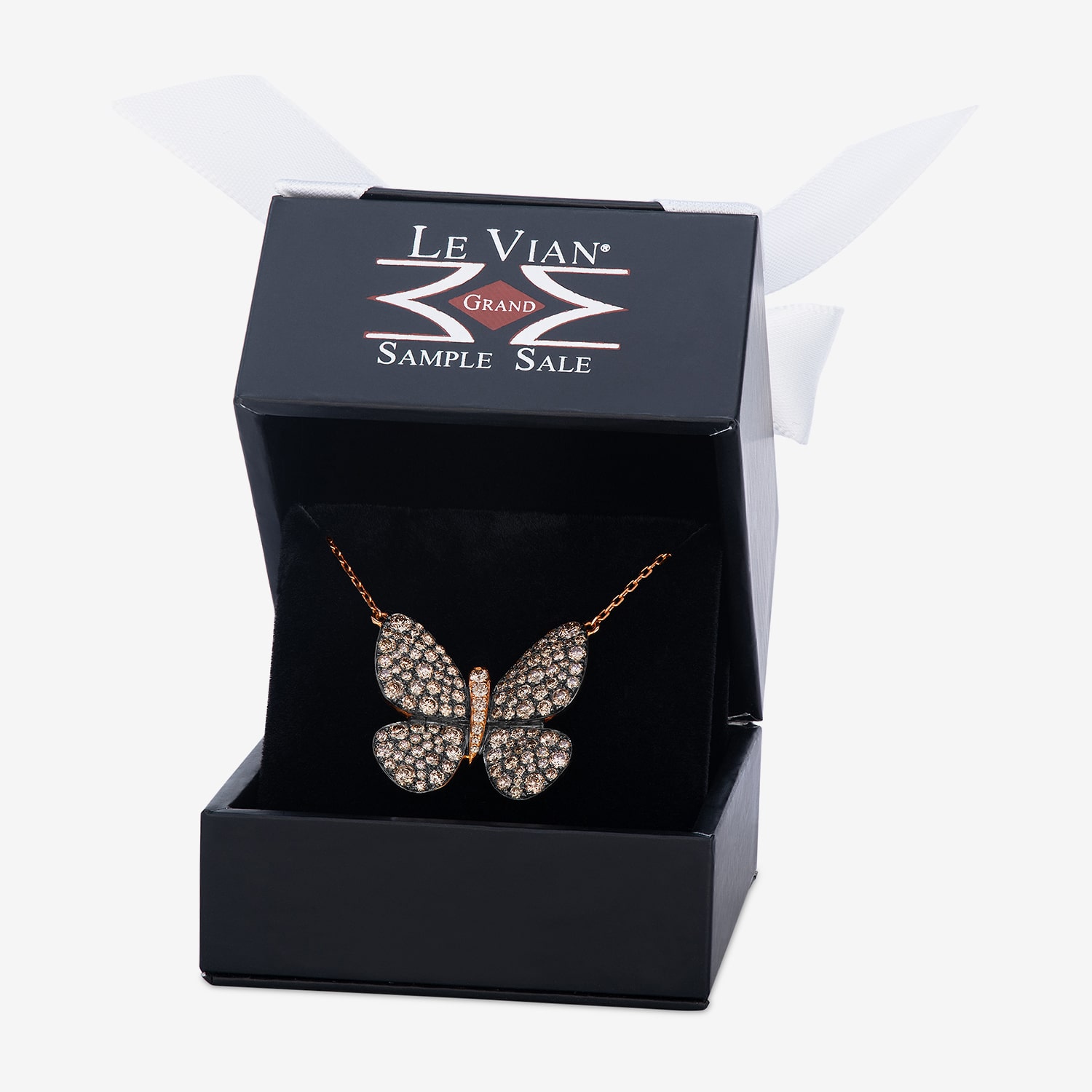 Levian Corp Le Vian Womens 1 7/8 CT. T.W. Natural Champagne Diamond 14K Gold Butterfly 17 Inch Pendant Necklace