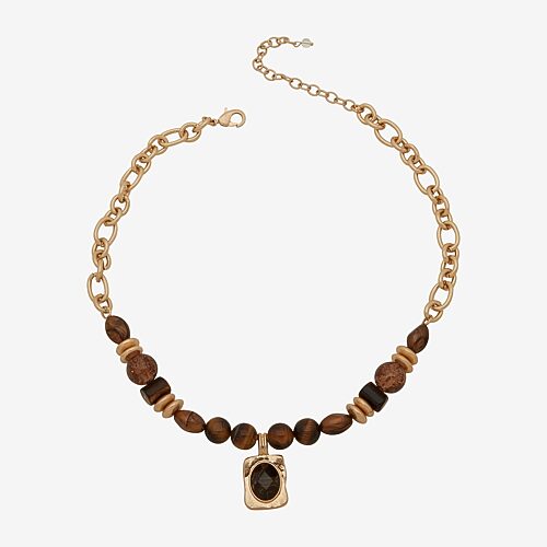 Ana Womens Surgical Steel 16 Inch Collar Necklace In Brown