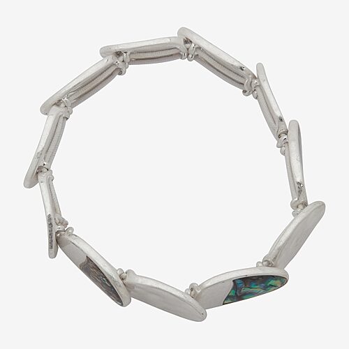 Ana Womens Multi Color Abalone Stretch Bracelet In Silver