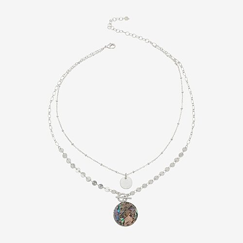 Ana Womens Multi Color Abalone 16 Inch Pendant Necklace In Silver