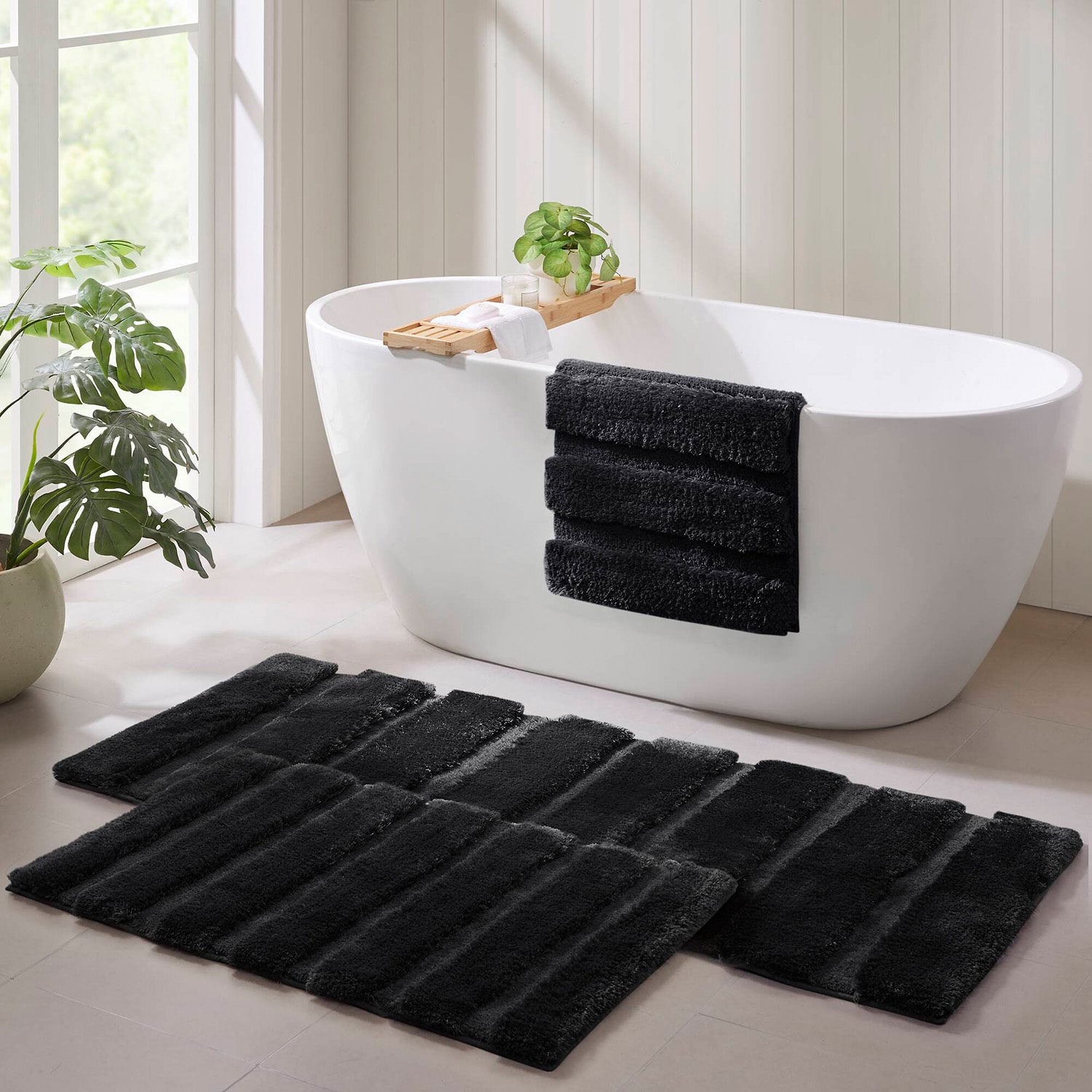 Madison Park Tufted Pearl Channel Soft Solid Bath Rug