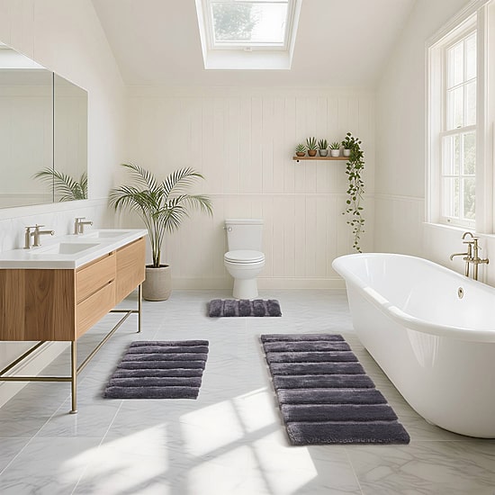 Madison Park Tufted Pearl Channel Soft Solid Tufted Bath Rug