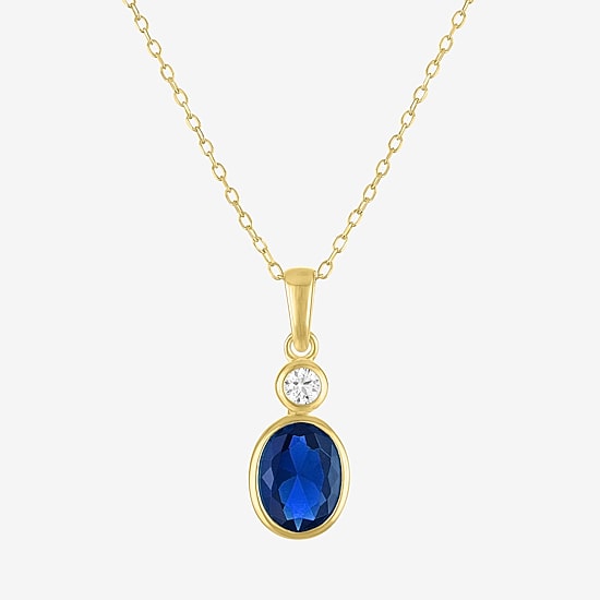 Womens Gemstone 14K Gold Over Silver 16 Inch Pendant Necklace