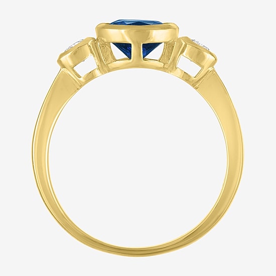 Womens Gemstone 14K Gold Over Silver Oval 3-Stone Cocktail Ring