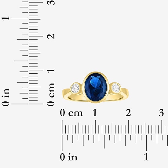 Womens Gemstone 14K Gold Over Silver Oval 3-Stone Cocktail Ring