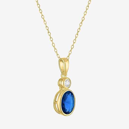 Womens Gemstone 14K Gold Over Silver 16 Inch Pendant Necklace
