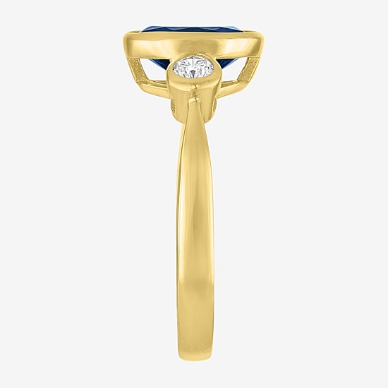 Womens Gemstone 14K Gold Over Silver Oval 3-Stone Cocktail Ring