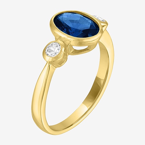 Womens Gemstone 14K Gold Over Silver Oval 3-Stone Cocktail Ring